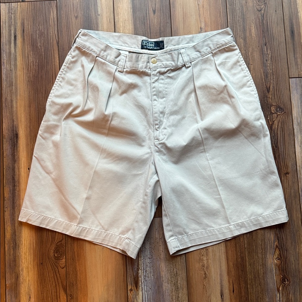 Polo Ralph Lauren Khaki Shorts 35 Pleated Classic Fit Chino